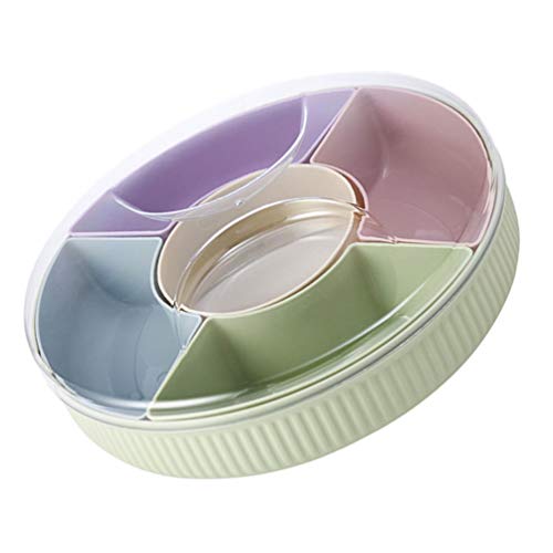 Hemoton Snack Schalen Dish SüßIgkeiten Box Mit Deckel， Runde FöRmigen Snack Tablett Getrocknete Obst Platte FäCher - Serving Platter von HEMOTON