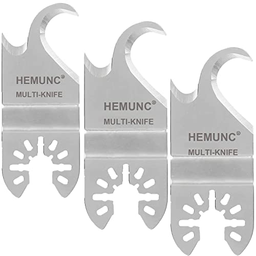 HEMUNC 3PCS Oszillierende Multitool-Sägeblätter, Oszillierendes Multitool-Hakenmesserblatt zum Schneiden von Dachschindeln, PVC-Teppich und Pappe von HEMUNC