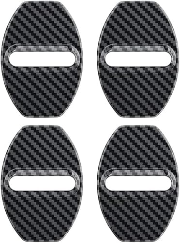 HENAC 4 Stück Auto Türschlossabdeckung für Audi Q3 Q5 Q7 Q8 8U F3 8R 4M, Edelstahl Türriegel Schutzkappe Auto Türschloss Abdeckung Schutzabdeckung,A/Carbon Fiber von HENAC
