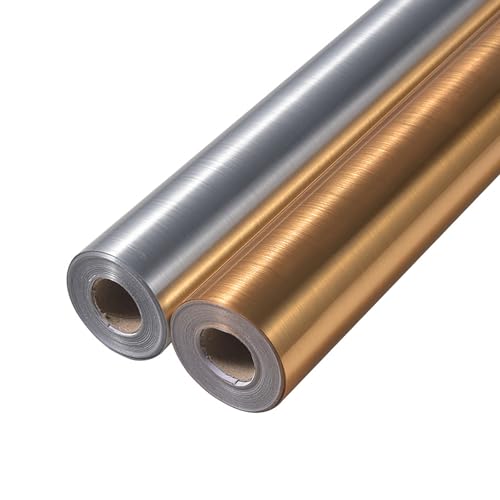 10M (32.8 Fuß) Edelstahl Selbstklebefolie, Metallische Tapete Selbstklebend Ölbeständig Wasserdicht für Küche, Aluminium Folie Klebefolie Abwaschbare Schutzfolie für S(Size:40cm,Color:Pürested Gold) von HENANCXF