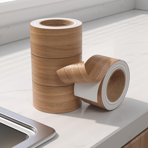 Dekoratives Klebeband aus Gold Metallic-Folie für Fugen,10M/1 Rolle Selbstklebendes Spiegelband für Fliesen,Wasserdichte Dichtungsstreifen für Wand,Schrank,Küc(Size:5cm,Color:Ginkgo Wood Grain) von HENANCXF