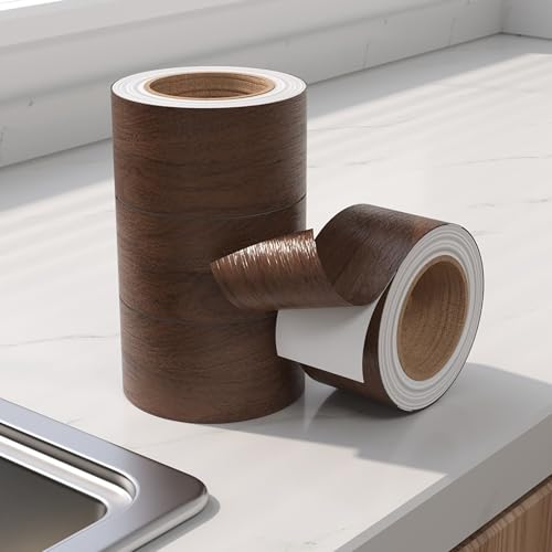 Dekoratives Klebeband aus Gold Metallic-Folie für Fugen,10M/1 Rolle Selbstklebendes Spiegelband für Fliesen,Wasserdichte Dichtungsstreifen für Wand,Schrank,Küc(Size:5cm,Color:Tea Brown Parquet) von HENANCXF