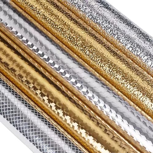 Edelstahl Abzieh- und Klebefolie 40CM (15.74 Zoll), Selbstklebende Dekorative PVC Folie für Haushaltsgeräte, Geschirrspüler, Kühlschrank Wrap Abdeckung(Size:1000CM,Color:Gold - Small Flowers) von HENANCXF