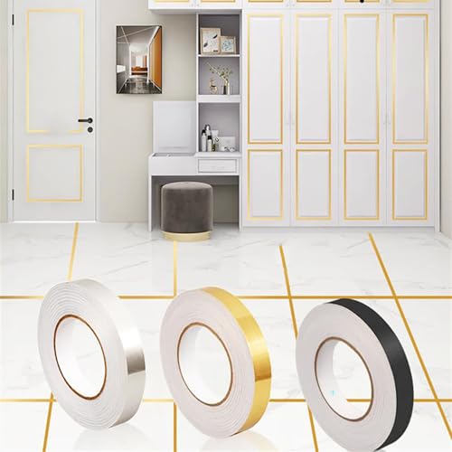 HENANCXF Dekoratives Klebeband aus Folie für Fliesenfugen, 50M Selbstklebende Bodenlinien, wasserdichte Fugendichtungsfolie für Wand, Schrank, Küche - Schutzbelag(Size:1.5cm,Color:matt schwarz) von HENANCXF