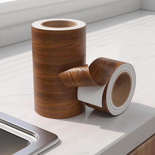 HENANCXF Dekoratives Klebeband aus Gold Metallic-Folie für Fugen,10M/1 Rolle Selbstklebendes Spiegelband für Fliesen,wasserdichte Dichtungsstreifen für Wand,Schrank,Küc(Size:5cm,Color:Golden Teak) von HENANCXF