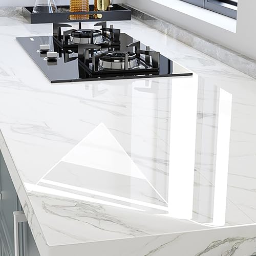 Küchen Schutzfolie Transparent 10M (32.8FT), Selbstklebende Abnehmbare Wandfolie, Ölfest & Wasserdichter Spritzschutz, Entfernbare Tapete zum Möbel(Size:60CM(23.62IN),Color:2mil glossy furniture film) von HENANCXF