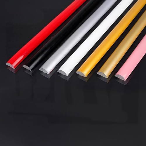 Runde Leiste 5M (16.4FT), Selbstklebendes Flexibles Profil, Dichtstreifen für DIY Sockelleisten, für Fliesenkanten, Decke, Wandeko(Size:1.2CM,Color:gold) von HENANCXF