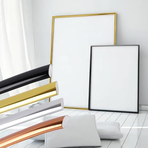 Selbstklebendes Wandleisten-Set 300CM(9.84FT) - Flexible Kronenleiste und Deckenleiste für DIY Projekte - Ideal für Spiegelumrandung, TV-Hintergrundwand und Heimdekoratio(Size:1.3cm,Color:Helles Gold) von HENANCXF