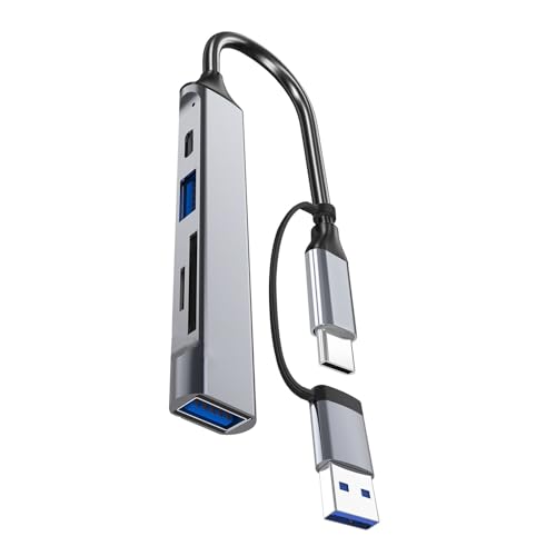HENANX USB-C-Splitterkabel, USB C/USB-Stecker auf 1 x USB 2.0, 1 x USB 3.0, 1 x USB-C-Kartenleser, Datenübertragungsadapter für PC-Tastaturen von HENANX