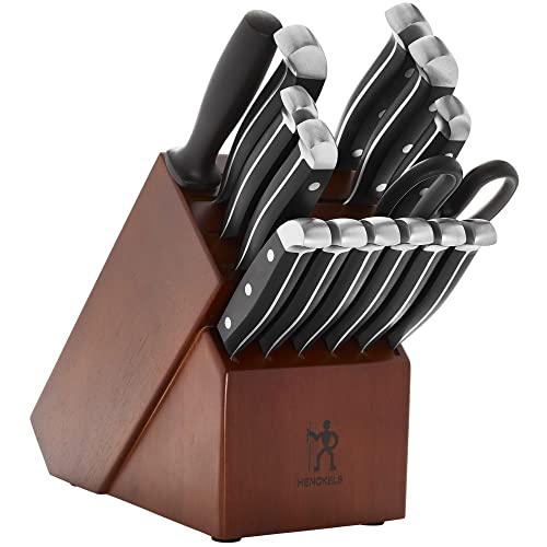 HENCKELS Premium Qualität 15-teiliges Messerset mit Block, German Engineered, Dunkelbraun von HENCKELS