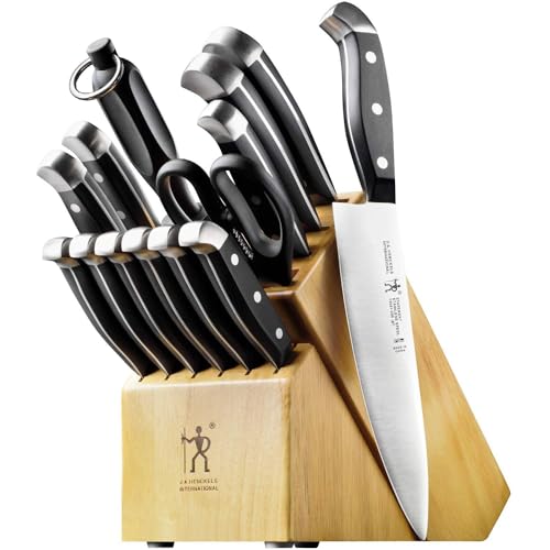 HENCKELS Hochwertiges 15-teiliges Messerset mit Block, rasiermesserscharf, deutsches Messer, informiert durch über 100 Jahre meisterhafte Messerherstellung, leicht und stark, spülmaschinenfest von HENCKELS