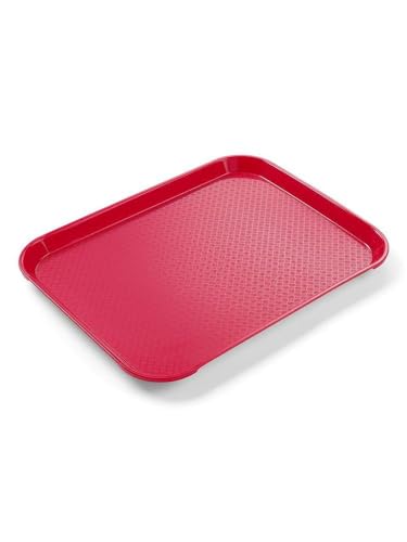 HENDI 878712 Serviertablett, Tablett, Temperaturbeständig bis 80°C, Fastfood, Polypropylen, 265x345x(H)20mm, Klein, Rot von HENDI