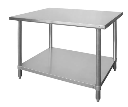 HENDI Arbeitstisch, Arbeidsplatte, Catering, Höhenverstellbare Füße, 1800x600x(H)850mm, Edelstahl von HENDI