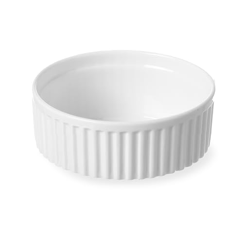 HENDI Auflaufförmchen, Hohe Schlag- und Verschleißfestigkeit, geeignet für Ofen, Mikrowelle, Geschirrspüler, ø100x(H)25mm, Weiß Porzellan (Packung mit 10) von HENDI
