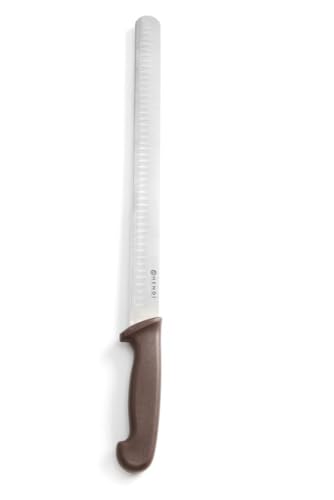 HENDI Brotmesser, Küchenmesser, Messer, HACCP, Geschirrspülmaschinengeeignet, für gekochtes Fleisch, Klingte: 350mm, Länge 490mm, Edelstahl, Polypropylen, braun von HENDI