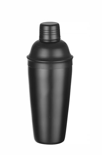 HENDI Cocktail Shaker, BarUp, mit integriertes Sieb, 3-teilig, matte Ausführung, Cobbler Shaker, Cocktailmixer, 0,8L, ø90x240mm, Edelstahl, schwarz von HENDI