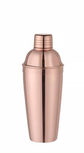 HENDI Cocktail Shaker, BarUp, mit integriertes Sieb, 3-teilig, polierte Ausführung, Cobbler Shaker, Cocktailmixer, 0,8L, ø90x240mm, Edelstahl, verkupfert von HENDI