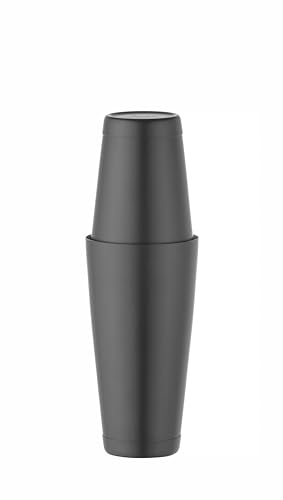 HENDI Cocktail Shaker, BarUp, Tin-on-Tin Boston-Cocktailshaker, matte Ausführung, Cocktailmixer mit 2 gewichteten Bechern: 0,6L & 0,8L, Edelstahl, schwarz von HENDI