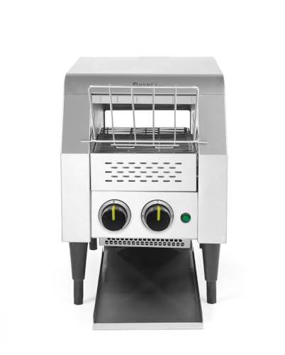 HENDI Durchlauf-Toaster, einzeln, Förderbandtoaster, Kettentoaster, Bandgeschwindigkeit ist einstellbar, Toastzei bis zu 5 minuten, 230V, 14340W, 288x418x(H)387 mm, Edelstahl von HENDI
