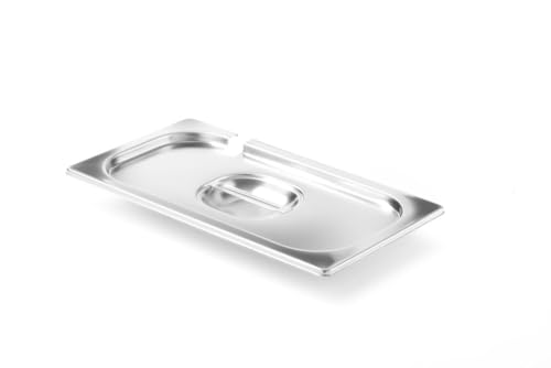 HENDI Gastronorm Deckel mit Löffelaussparung, für Gastronormbehälter, Temperaturbeständig von -40° bis 300°C, Heissluftöfen-Chafing Dishes-Bain Marie, Stapelbar, GN 1/3, 325x176mm, Edelstahl 18/10 von HENDI