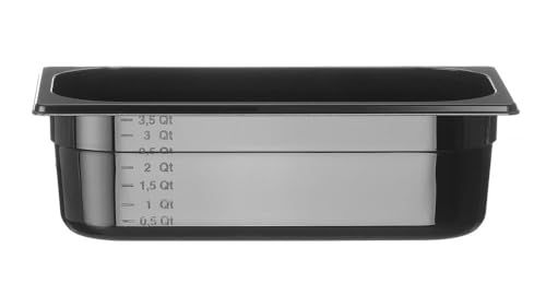 HENDI Gastronormbehälter, Temperaturbeständig von -40° bis 110°C, Skalierung, Geruchs- und geschmackneutral, 4L, Polycarbonat, GN 1/3, 325x176x(H)100mm, Schwarz von HENDI