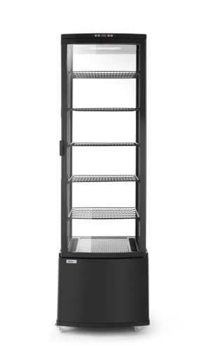 HENDI Kühlvitrine, Temperatur von 2 bis 8°C, automatischer Abtauung, Inklusive 5 höhenverstellbare Regalböden, LED Innenbeleuchtung Oben, 270L, 230V, 290W, 556x526x(H) 1913mm, Schwarz von HENDI
