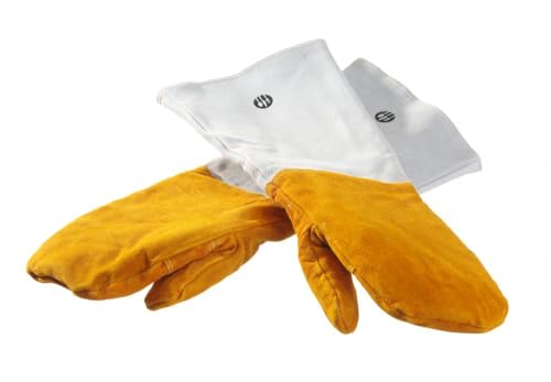 HENDI Grillhandschuhe, 1 Paar, Zertifiziert, Hitzebeständig bis zu 100°C, extra lang, hitzebeständige Handschuhe, Ofenhandschuhe, Kochhandschuhe, Backhandschuhe, (L) 460mm, Rindsleder, senfgelb von HENDI