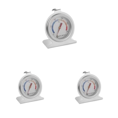 HENDI Ofenthermometer, Bratenthermometer, Fleischthermometer, thermometer, Messbreich 50°C bis 300°C, Graduierung 10°C, ø60x(H)70mm, Edelstahl (Packung mit 3) von HENDI