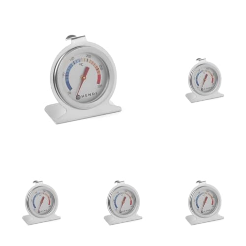 HENDI Ofenthermometer, Bratenthermometer, Fleischthermometer, thermometer, Messbreich 50°C bis 300°C, Graduierung 10°C, ø60x(H)70mm, Edelstahl (Packung mit 5) von HENDI
