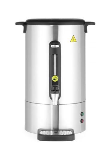 HENDI Perkolator, Kaffeekanne, Kaffeezubreiter, Einwandiges, mattschwarz beschichtetes Edelstahlgehäuse, mit Polypropylen-Griffen und Deckel, 14L, 230V, 1650W, 357x380x(H) 502mm, Edelstahl, PP von HENDI