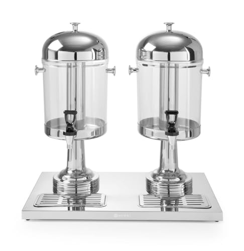 HENDI Saftspender, 16L, Wasserspender, Limonadenspender, Inkl. Tropffreiem Ablashahn, 580x350x(H)560mm, Edelstahl, Polycarbonaat von HENDI