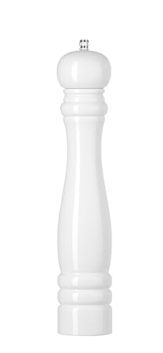 HENDI Salzmühle, glänzend, Salzstreuer, mit Keramik-Mahlwerk, einstellbar, 60x(H)315mm, Holz, Weiß von HENDI