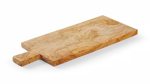 HENDI Servierbrett, Holzbrett, Frühstücksbrett, Steakbrett, Küchenbrett, Tapasbrett, für Snacks-Brot-Käse, 480x190x(H)22mm, Olivenholz von HENDI