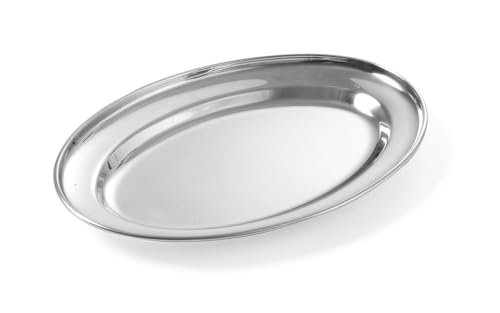 HENDI Serviertablett, Oval, Catering, Sandwichplatte, Tablett Edelstahl, 350x240x(H) 25mm, Edelstahl von HENDI