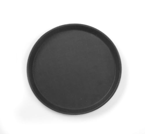 HENDI Serviertablett, Tablett, Temperaturbeständig von -10° bis 100°C, Gastro Tablett, Polyester glasfaserverstärkt, rund, Antirutschbeschichtung, Schock- und bruchfest, ø280mm, Schwarz von HENDI