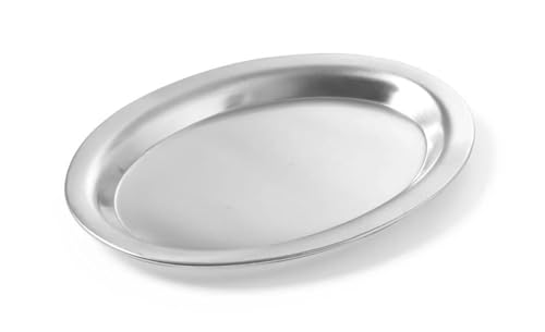 HENDI Serviertablett, oval, Tablett, Kaffeetablett, Geschirrspülmaschinengeeignet, 200x140x(H) 15mm, Satiniert von HENDI