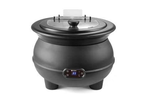 HENDI Suppenkessel, geringer Energieverbrauch, digitales Bedienungsfeld, Bain-Marie-Heizung, Suppenwärmer, Buffet-Wärmer, 8L, 230V/450W, ø370x(H)316mm, Edelstahl, Polypropylen, schwarz von HENDI