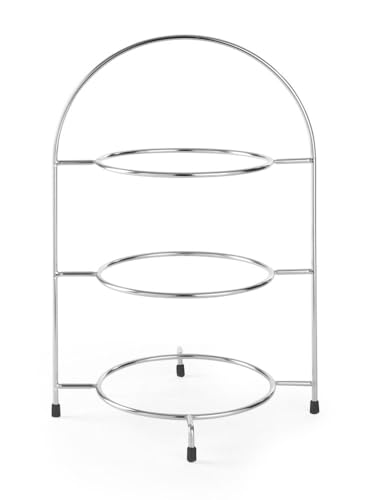 HENDI Teller-Etagere, Dekorative Telleretagere, Tellerständer, Servierständer, geeignet für Teller bis max. Ø275 mm, 290x200x(H)440mm, Verchromt von HENDI