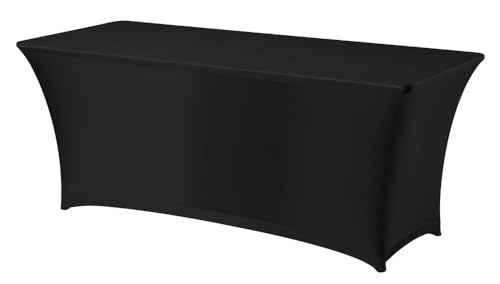 HENDI Tischhusse, rechteckig, geeignet Buffetisch (810927), kein Bügeln nötig, Stoff: Easy Jersey 160 g/m², 90% Mikropolyester/10% Elastan, 1500x760x(H) 730mm, Schwarz von HENDI