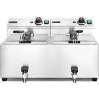 Hendi - Profi Line Fritteuse mit Ablasshahn, 2 × 8 l, Profi Line, 16L, 230V/7000W, 610x515x(H)369mm von HENDI