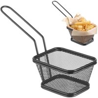 Korb zum Servieren von frittierten Snacks, Pommes, mit Griff, schwarz, 105x90x60 mm - Hendi 425671 von HENDI