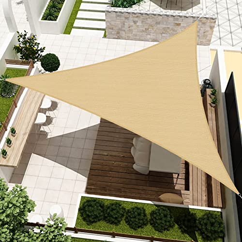 HENG FENG Sonnensegel Dreieck 3x3x3m HDPE Sonnenschutz Windschutz Atmungsaktiv mit UV Schutz für Balkon Garten Terrasse Sand von HENG FENG