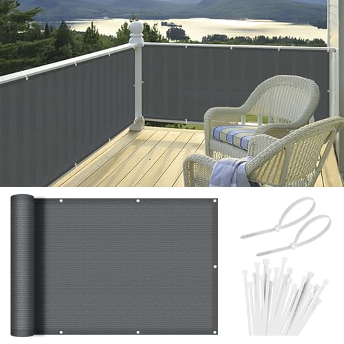 HENG FENG Balkon Sichtschutz 0.8x4m,HDPE Balkonverkleidung wetterfest, UV-Schutz, Atmungsaktiv,mit Kabelbinder,Anthrazit HENG FENG Balkon Sichtschutz 0.8x4m,HDPE Balkonverkleidung wetterfest, UV-Schutz, Atmungsaktiv,mit Kabelbinder,Anthrazit von HENG FENG