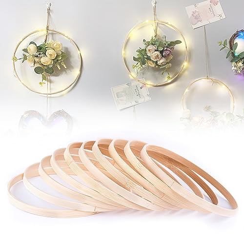 10 StüCk Bambus Floral Hoop, Holzringe Zum Basteln TraumfäNger Ringe Bambus 15cm Makramee Craft Hoop Ringe Holz Bambus Blumenkranz für Makramee TraumfäNger Blumenkranz TüRkranz Wandbehang Fensterdeko von HENGBIRD