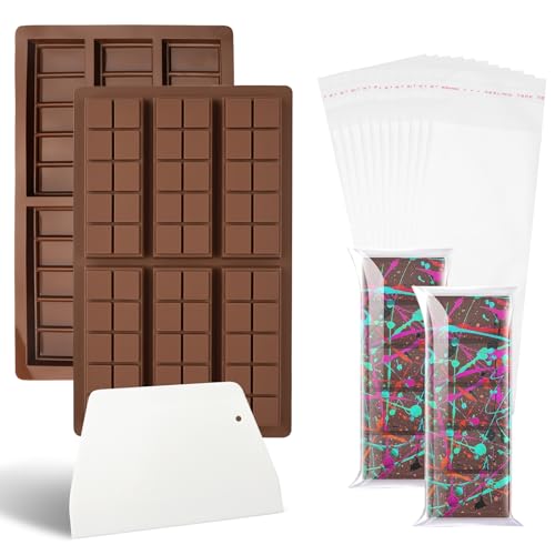2 Stück Dubai Schokoladenform Silikon Rechteckig 30 Fächer & Quadratisch 60 Fächer Silikonform Schokolade mit 100 Beuteln & 1 Schaber, Antihaft Schokoladen Form Schokoladentafel Form Schokoform 2 Stück Dubai Schokoladenform Silikon Rechteckig 30 Fächer & Quadratisch 60 Fächer Silikonform Schokolade mit 100 Beuteln & 1 Schaber, Antihaft Schokoladen Form Schokoladentafel Form Schokoform von HENGBIRD