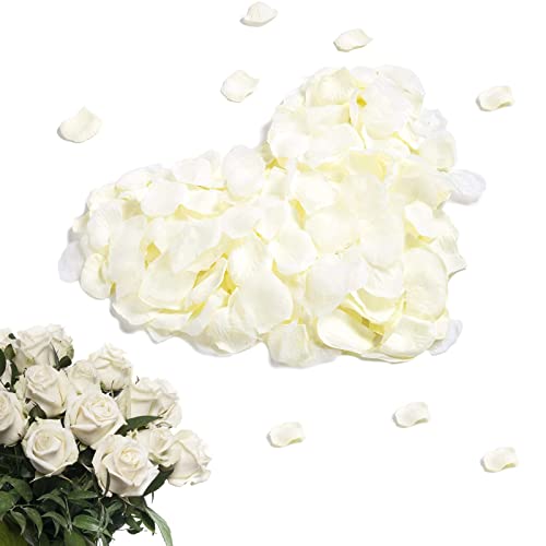 2000 stück Rosenblätter, Weiß Künstliche Rosenblätter, Rosenblatter Weiß, Hochzeit Rosenblätter Kunstblumen, Rosenblüten als Hochzeit, Valentinstag, Geburtstag, Romantische, Atmosphäre(weiß) von HENGBIRD