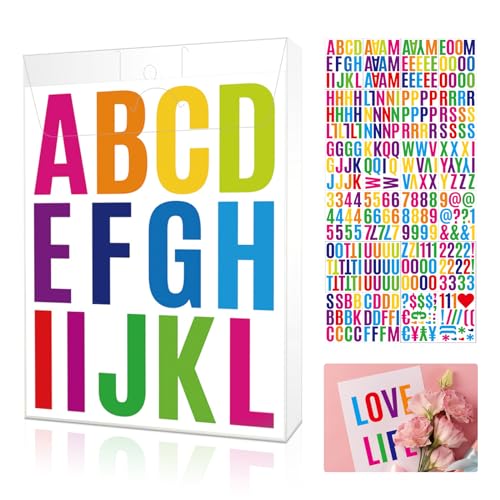 24 Blatt Selbstklebende Buchstaben Aufkleber Groß,318 Zahlen und Buchstaben für Schilder, Poster, Briefkasten Aufkleber Name, Fenster, Autos -Buchstaben zum Aufkleben,Mülltonnenaufkleber von HENGBIRD