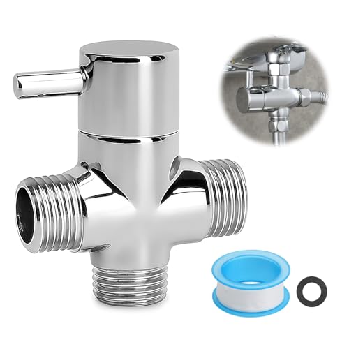 3-Wege Umschaltventil Dusche G1/2 T-Adapter Massives Messing Verchromt Keramikkartusche Ohne Leckage Universal Kompatibel Mit Dichtband Wasserverteiler für Duschkopf Handbrause und Wasserhahn 3-Wege Umschaltventil Dusche G1/2 T-Adapter Massives Messing Verchromt Keramikkartusche Ohne Leckage Universal Kompatibel Mit Dichtband Wasserverteiler für Duschkopf Handbrause und Wasserhahn von HENGBIRD