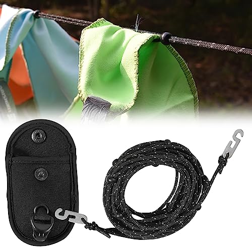 3.5m Ausziehbare Reisewäscheleine mit 24 Fest Perlen, Extra Stark Camping Wäscheleine, rutschfest Outdoor Wäscheleine für Waschküche, Garten, Balkon, Wohnmobil, Camping und Backpacking Zubehör von HENGBIRD