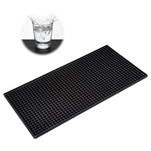 30 x 15 cm Barmatte Gummi Abtropfmatte Geschirr, Kaffee Tampermatte Schwarz Überlaufmatte Schnell Trocknend für Bar Küche Café Restaurants Theke von HENGBIRD